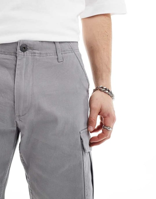 Jack & Jones 2-pack cargoshorts i grå och khaki - Image 4