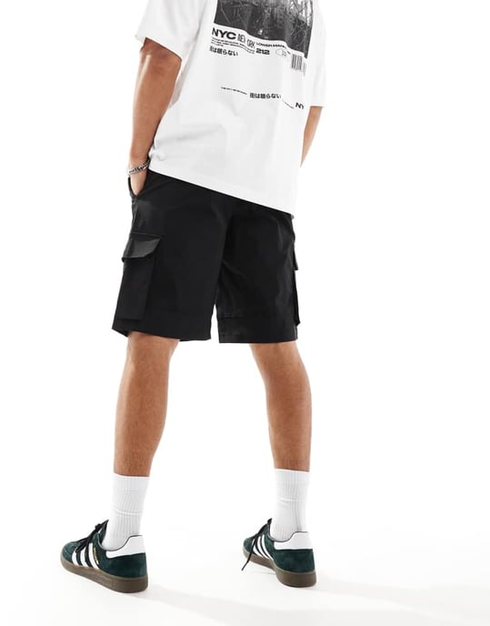 ADPT teknisk cargoshorts i svart - Image 2