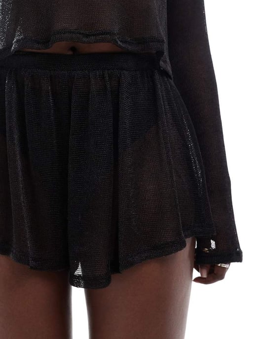 ASOS DESIGN koord jersey kedja nät flippiga shorts i svart - Image 2