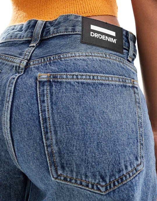 Dr Denim Rose relaxed fit denim shorts in canyon mid used raw hem wash - Image 3