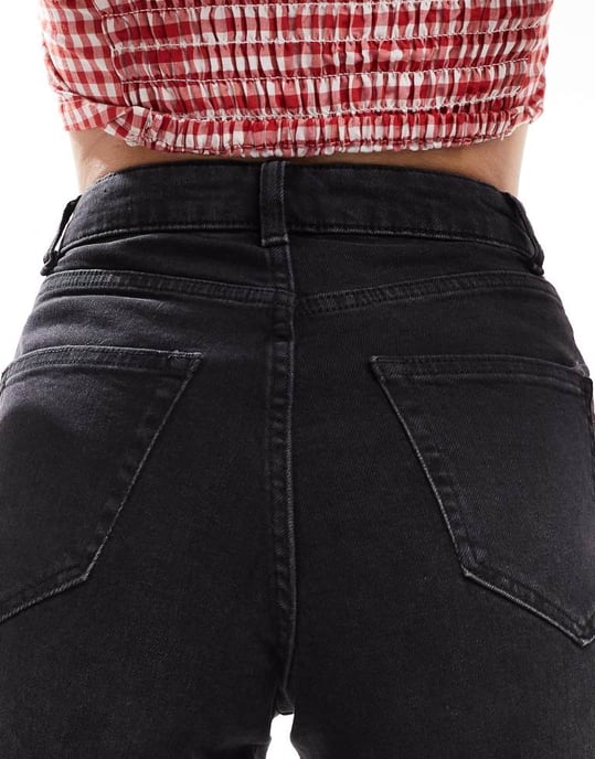 ONLY high waisted denim shorts in black - Image 3