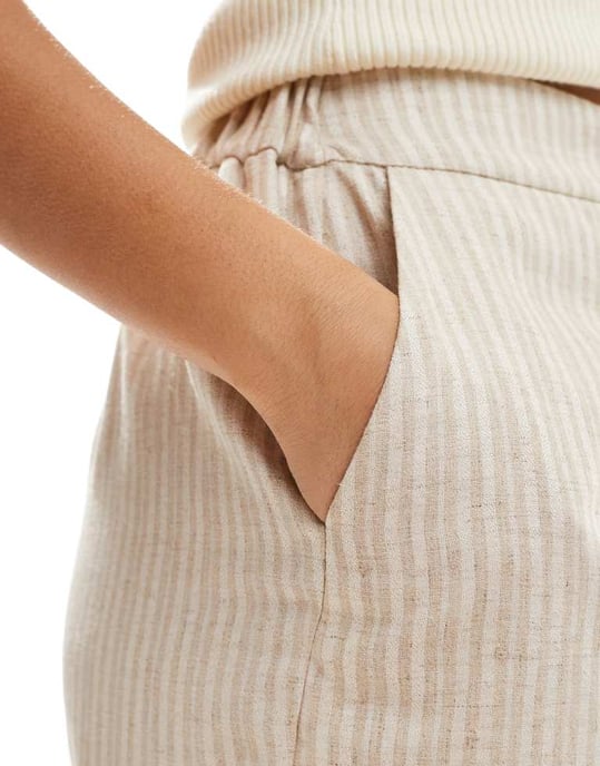 ASOS DESIGN skräddarsydda kortbyxor i linne med naturlig rand - Image 4
