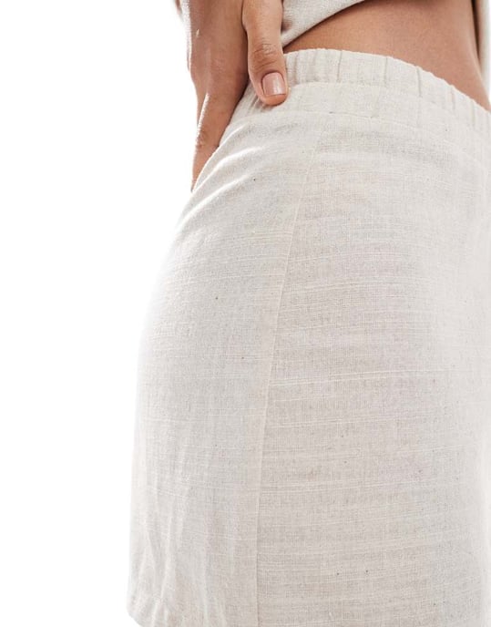 ASOS DESIGN linneblandning shorts i naturfärg koord - Image 3
