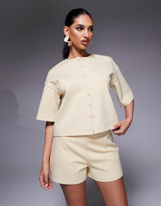 ASOS DESIGN boxer short co ord in lemon - Image 4
