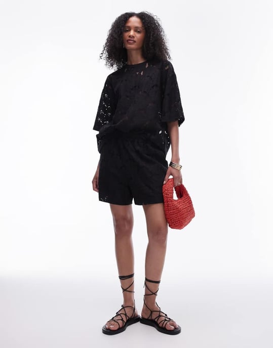 Topshop koord laceshorts i svart - Image 1