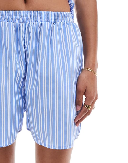 Återvunnen vintage mini boxershorts i blå rand - Image 3