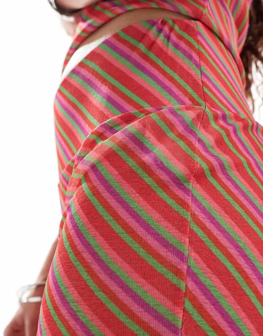 COLLUSION vävnadsnät strandrandig mikroshorts co-ord i multi - Image 4