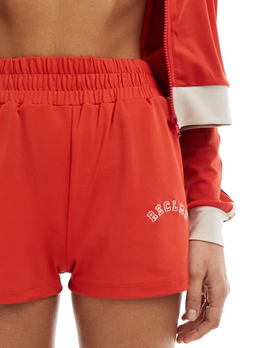 Återvunnen vintage löparshorts-set med sidremsa i röd - Image 4