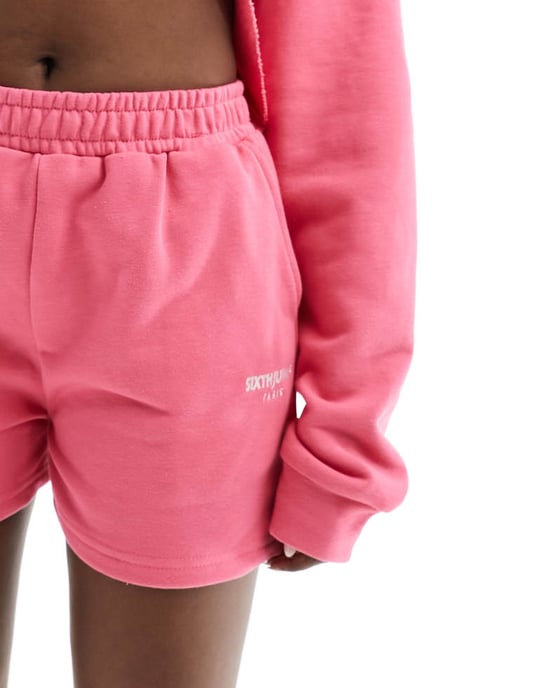Sixth June co-ord jersey shorts i rosa - Image 3