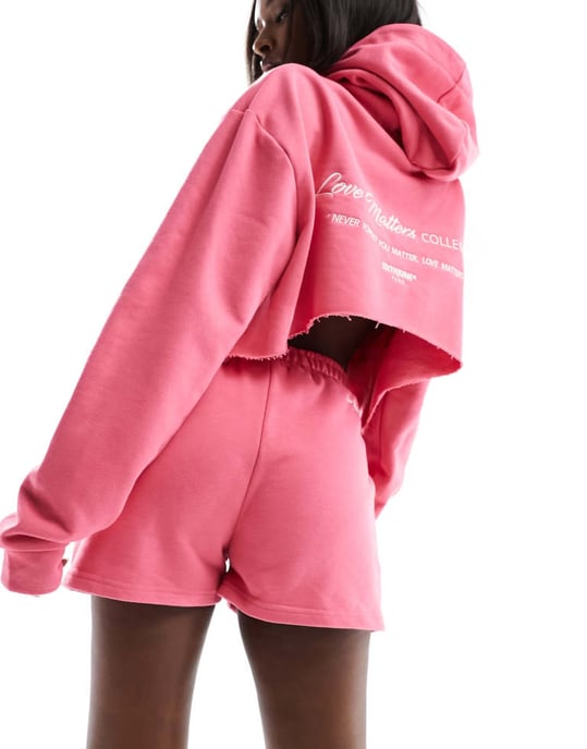 Sixth June co-ord jersey shorts i rosa - Image 4