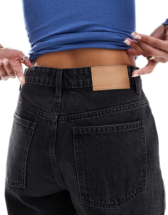 Cotton On supper baggy denim jort in graphite black - Image 2