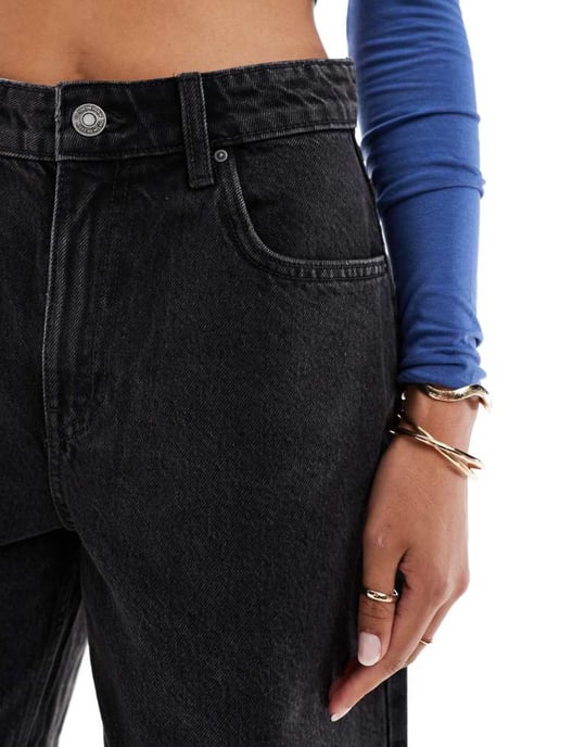 Cotton On supper baggy denim jort in graphite black - Image 4