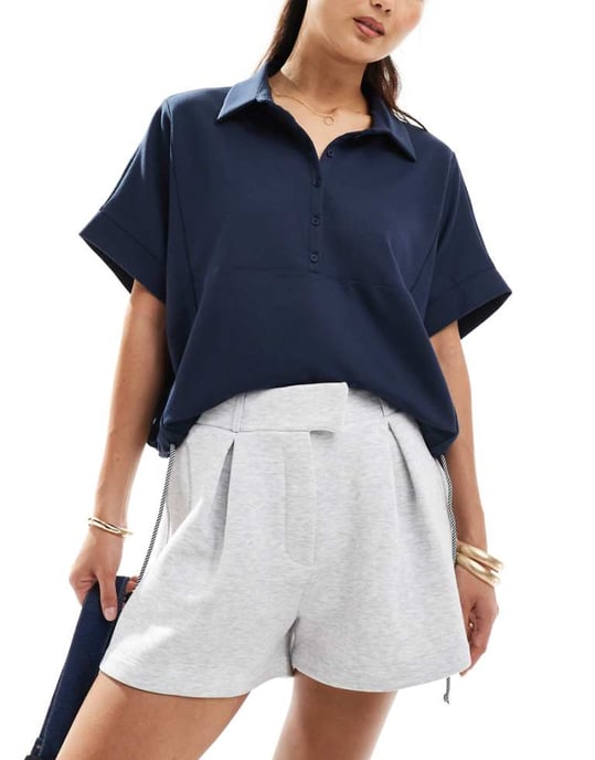 ASOS DESIGN skräddarsydda mini jersey-shorts i gråmelerad - Image 1