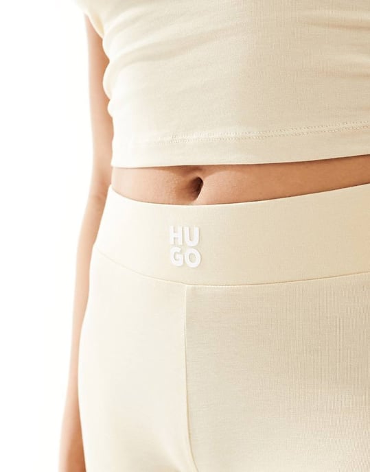 Hugo Bodywear logo suki legging short in beige - Image 2