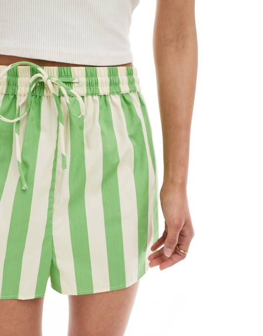 ASOS DESIGN bomullsshorts co-ord i grön rand - Image 2