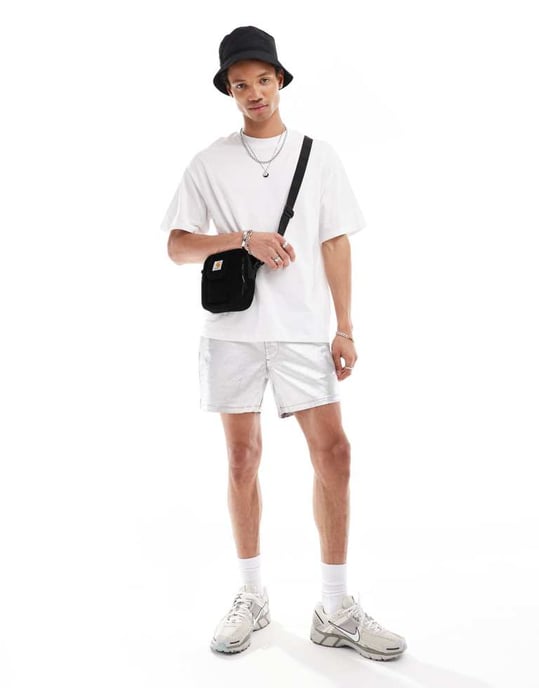 ASOS DESIGN Co-ord belagd läderlook metallisk short - Image 2