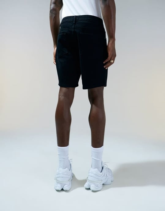 ASOS DESIGN slim regular längd denimshorts i svart - Image 3