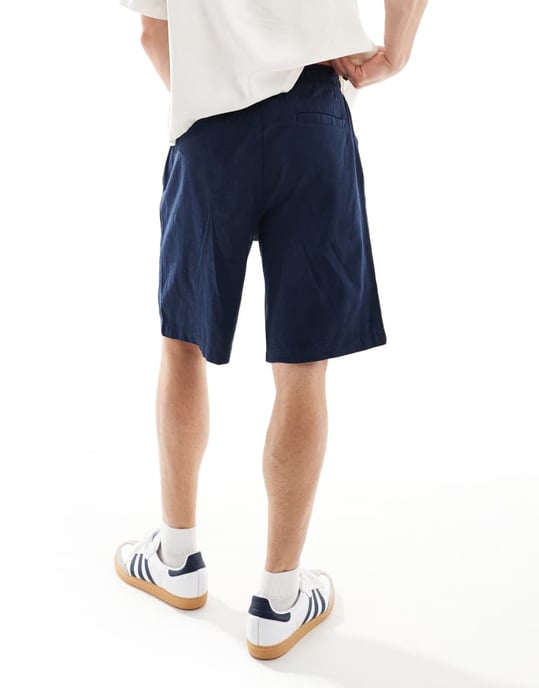 Jack & Jones lös passform linne short i marinblå - Image 2