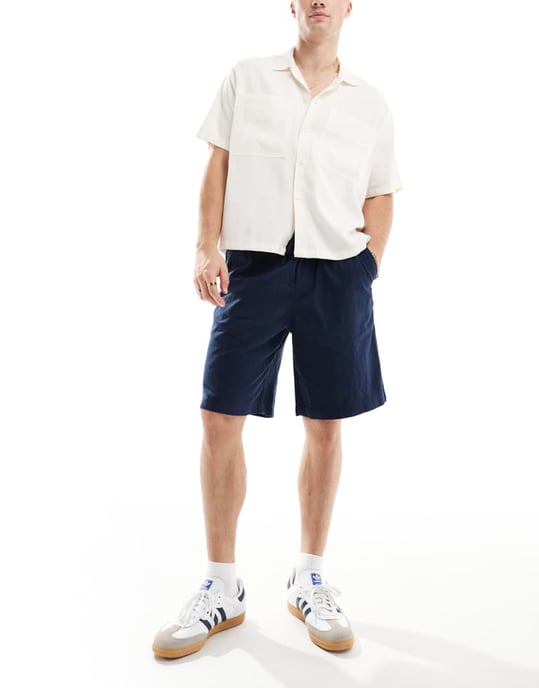 Jack & Jones lös passform linne short i marinblå - Image 3