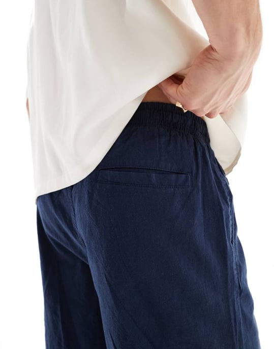 Jack & Jones lös passform linne short i marinblå - Image 4