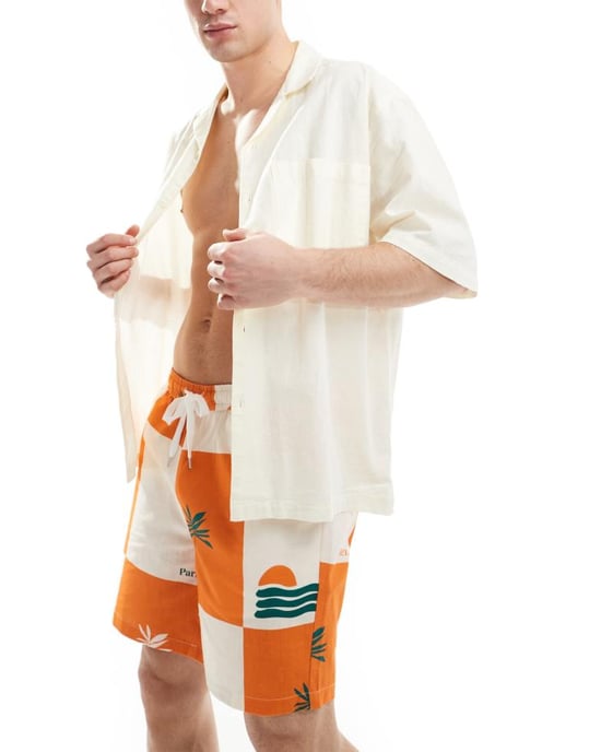 Parlez cabo tryckta bomullsshorts i orange - Image 4