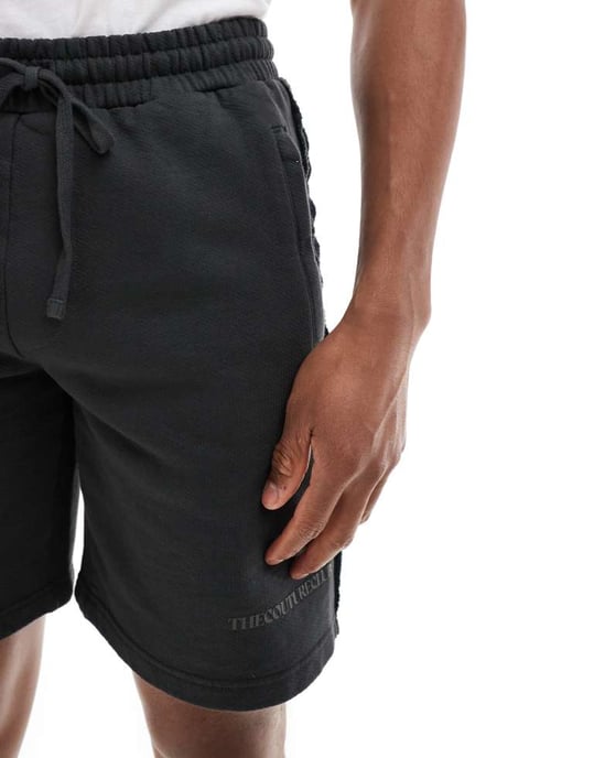 Couture Club co-ord rå söm jerse shorts i kolgrå - Image 3