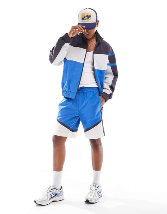 ASOS DESIGN Koordinerade passform nylon shorts med kontrasterande paneler - Image 4