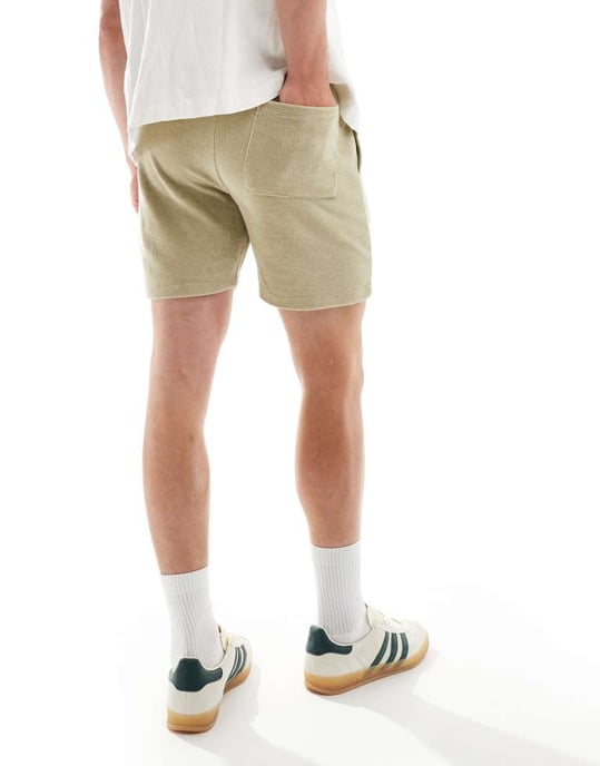 ASOS DESIGN slim handduksshorts i beige - Image 2