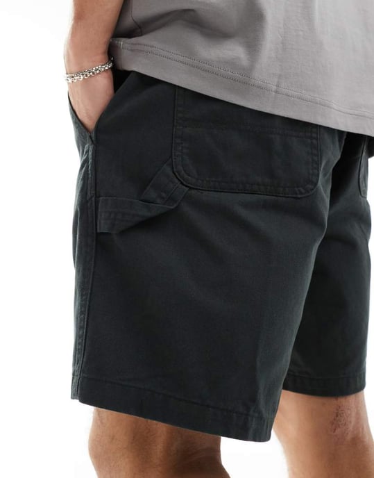 Obey Big Timer Twill Snickarshorts i svart - Image 3