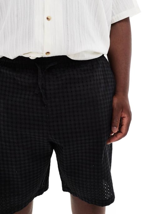 ASOS DESIGN broderad shorts i svart - Image 2