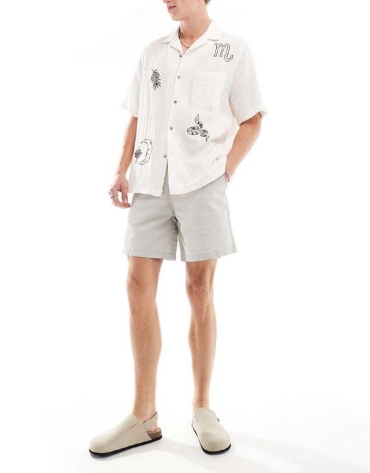 ASOS DESIGN chinoshorts i sten - Image 4