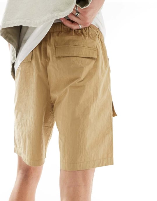 ASOS DESIGN cargonylonshorts i beige - Image 3