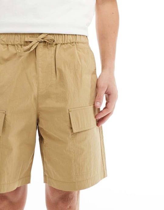 ASOS DESIGN cargonylonshorts i beige - Image 4