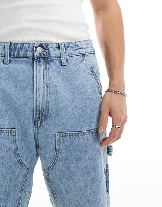 ONLY & SONS snickare detaljer denimshorts i ljusblå tvätt - Image 3