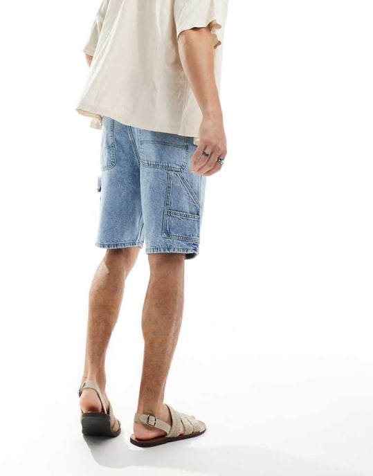 ONLY & SONS snickare detaljer denimshorts i ljusblå tvätt - Image 4