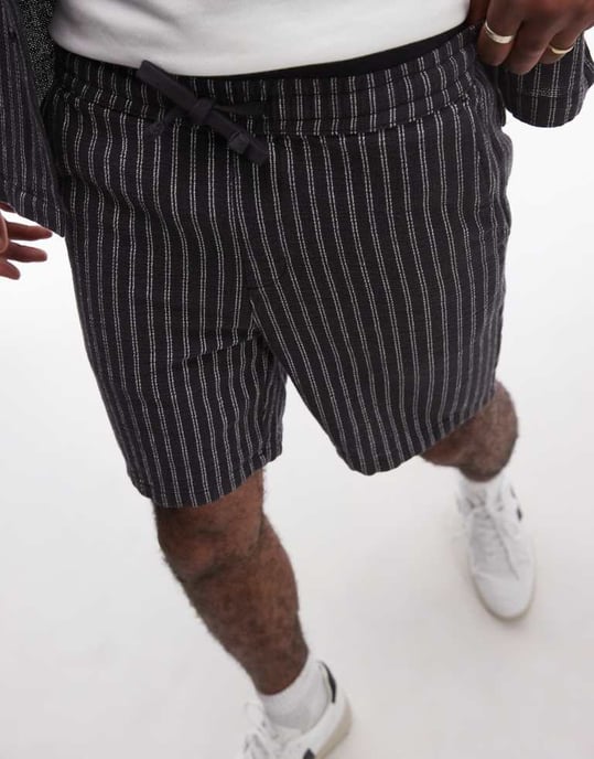Topman samordnad randig shorts i svart - Image 3