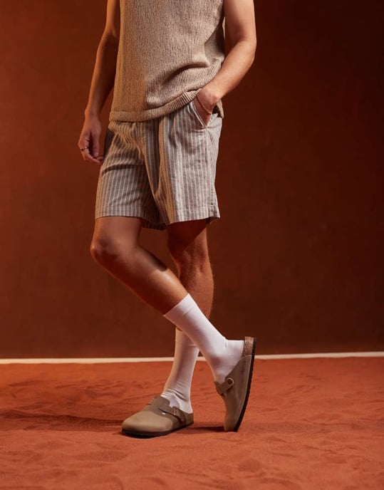 ASOS DESIGN korta byxor i blå och vit rand - Image 3