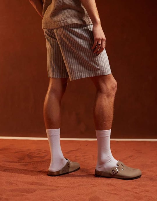 ASOS DESIGN korta byxor i blå och vit rand - Image 4