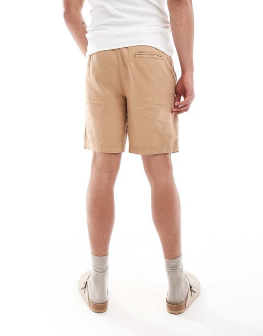 ASOS DESIGN veckade linnebermuda i brunt - Image 4