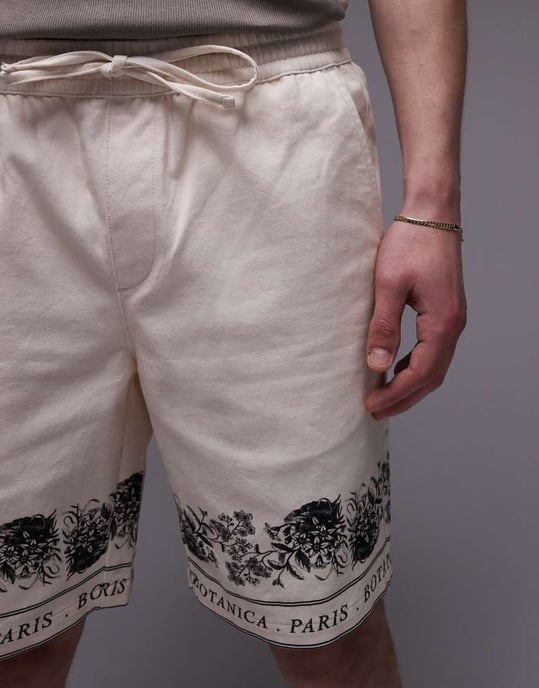 Topman koord mönstrad kortbyxa i sten - Image 3