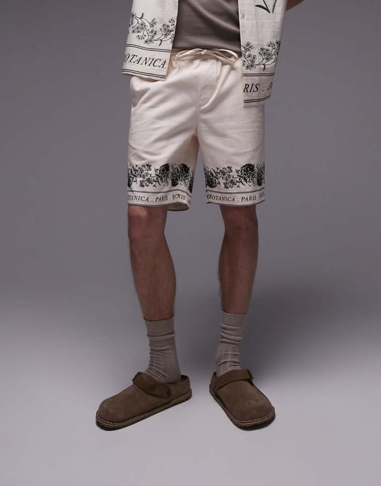 Topman koord mönstrad kortbyxa i sten - Image 4