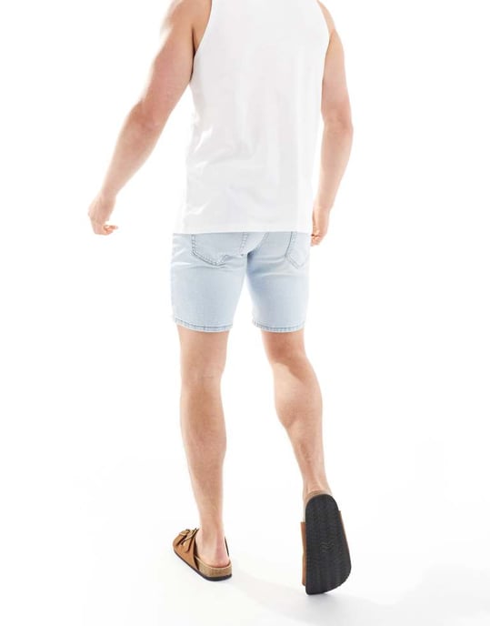 ONLY & SONS regular fit denimshorts i ljusblå tvätt - Image 2