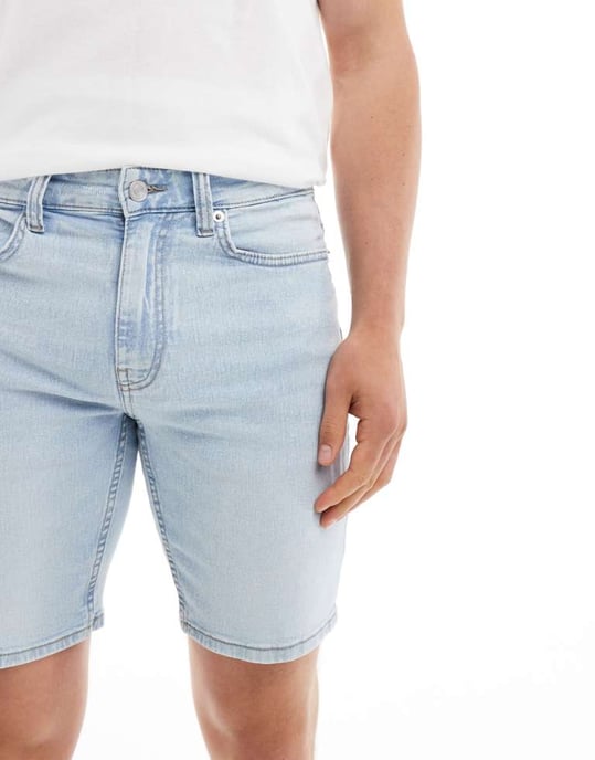 ONLY & SONS regular fit denimshorts i ljusblå tvätt - Image 4