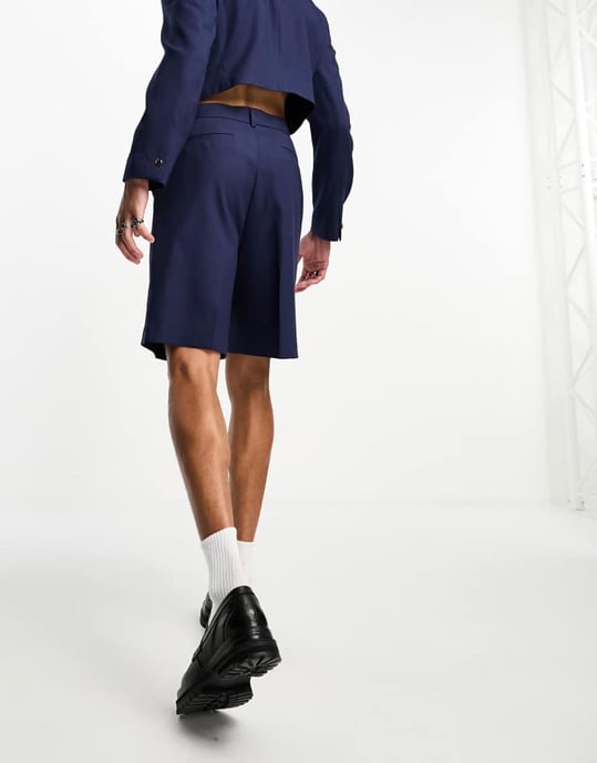 ASOS DESIGN bred kavajshorts i marinblått - Image 2