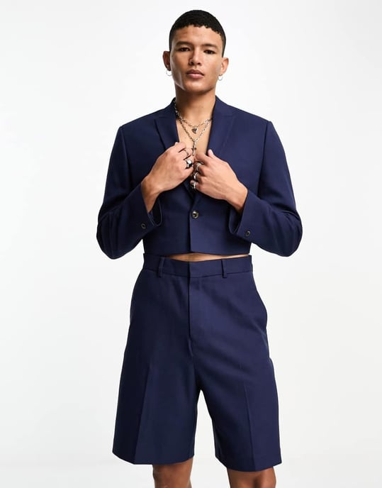 ASOS DESIGN bred kavajshorts i marinblått - Image 3