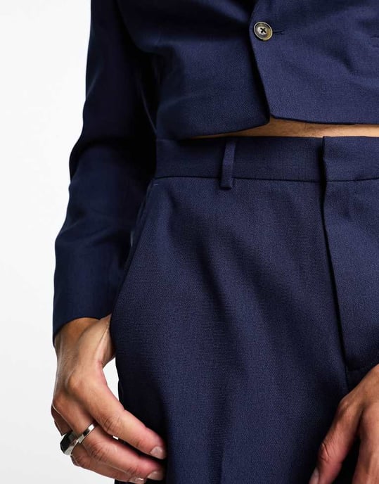 ASOS DESIGN bred kavajshorts i marinblått - Image 4