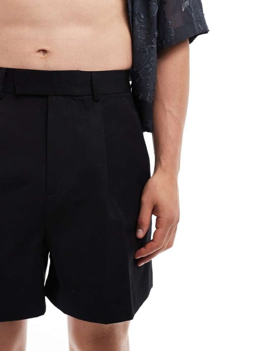 ASOS DESIGN smart korta bermudashorts i svart - Image 3