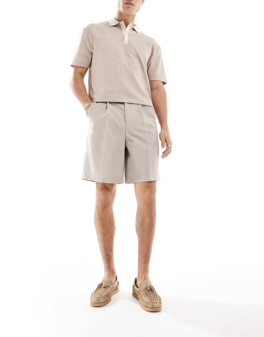 ASOS DESIGN smart vida shorts i sten - Image 4