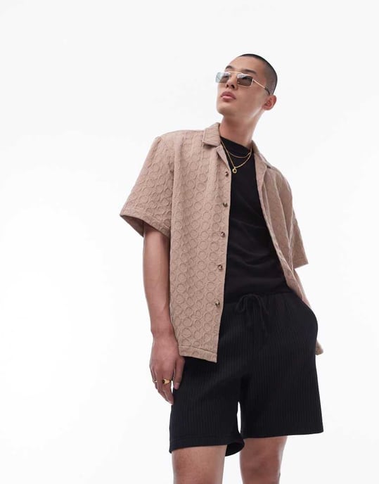 Topman plisserade shorts i svart - Image 4