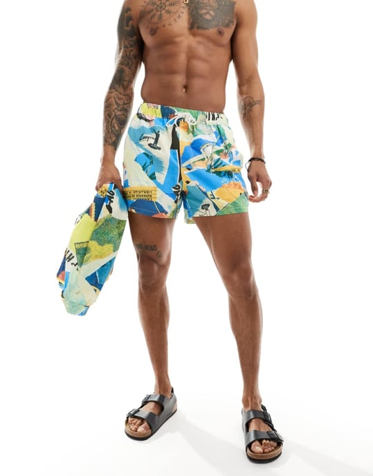 ASOS DESIGN koord badshorts i kort längd i blått - Image 2